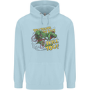 T-Rex Dinosaur Funny Cycling Cyclist Mens 80% Cotton Hoodie Light Blue