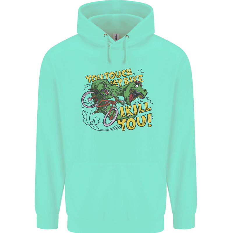 T-Rex Dinosaur Funny Cycling Cyclist Mens 80% Cotton Hoodie Peppermint