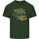 T-Rex Dinosaur Funny Cycling Cyclist Mens Cotton T-Shirt Tee Top Forest Green