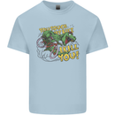 T-Rex Dinosaur Funny Cycling Cyclist Mens Cotton T-Shirt Tee Top Light Blue