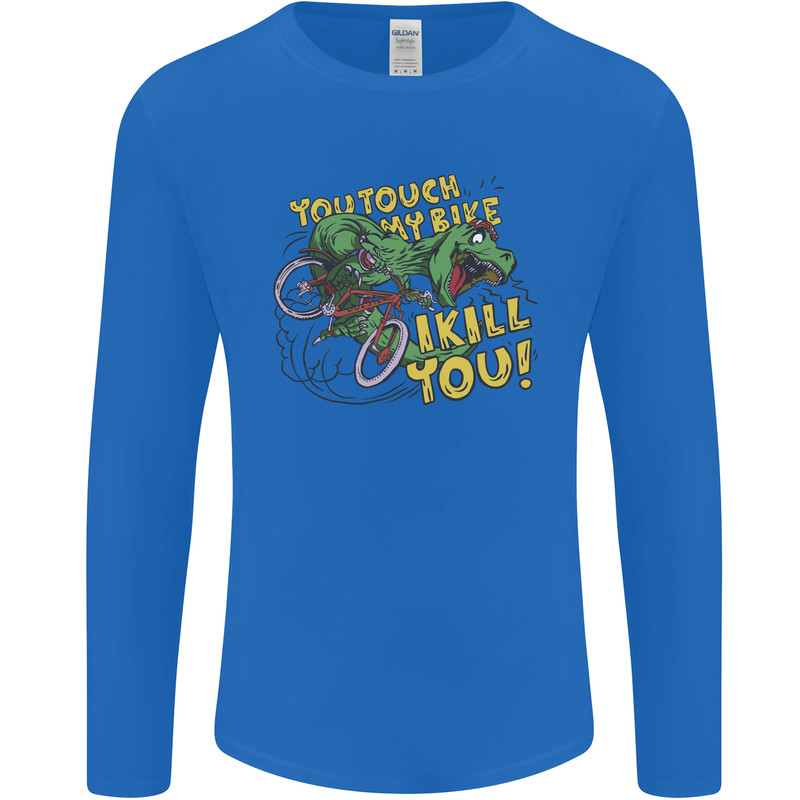 T-Rex Dinosaur Funny Cycling Cyclist Mens Long Sleeve T-Shirt Royal Blue