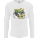 T-Rex Dinosaur Funny Cycling Cyclist Mens Long Sleeve T-Shirt White