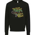 T-Rex Dinosaur Funny Cycling Cyclist Mens Sweatshirt Jumper Black