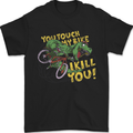 T-Rex Dinosaur Funny Cycling Cyclist Mens T-Shirt 100% Cotton Black