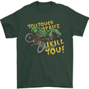 T-Rex Dinosaur Funny Cycling Cyclist Mens T-Shirt 100% Cotton Forest Green