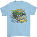 T-Rex Dinosaur Funny Cycling Cyclist Mens T-Shirt 100% Cotton Light Blue