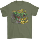 T-Rex Dinosaur Funny Cycling Cyclist Mens T-Shirt 100% Cotton Military Green