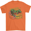 T-Rex Dinosaur Funny Cycling Cyclist Mens T-Shirt 100% Cotton Orange