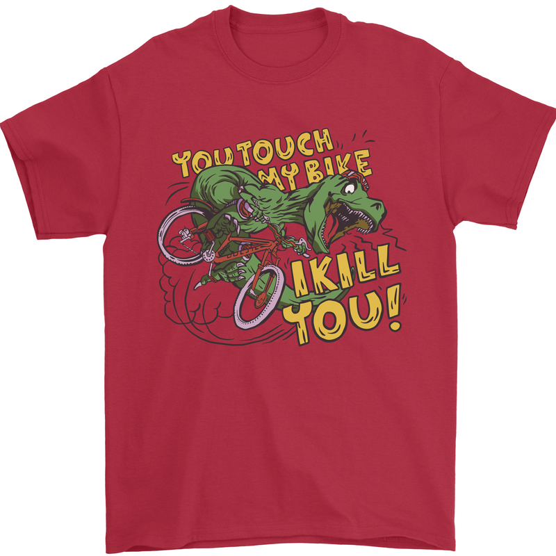 T-Rex Dinosaur Funny Cycling Cyclist Mens T-Shirt 100% Cotton Red