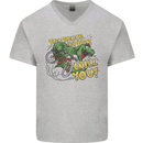 T-Rex Dinosaur Funny Cycling Cyclist Mens V-Neck Cotton T-Shirt Sports Grey