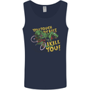 T-Rex Dinosaur Funny Cycling Cyclist Mens Vest Tank Top Navy Blue