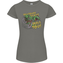 T-Rex Dinosaur Funny Cycling Cyclist Womens Petite Cut T-Shirt Charcoal