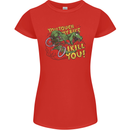 T-Rex Dinosaur Funny Cycling Cyclist Womens Petite Cut T-Shirt Red