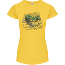 T-Rex Dinosaur Funny Cycling Cyclist Womens Petite Cut T-Shirt Yellow
