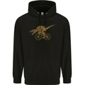 T-Rex Dinosaure Riding a Bicycle Cycling Childrens Kids Hoodie Black