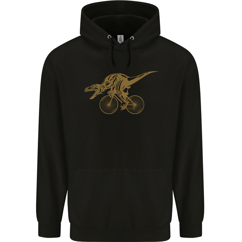 T-Rex Dinosaure Riding a Bicycle Cycling Childrens Kids Hoodie Black