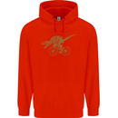 T-Rex Dinosaure Riding a Bicycle Cycling Childrens Kids Hoodie Bright Red