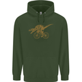 T-Rex Dinosaure Riding a Bicycle Cycling Childrens Kids Hoodie Forest Green