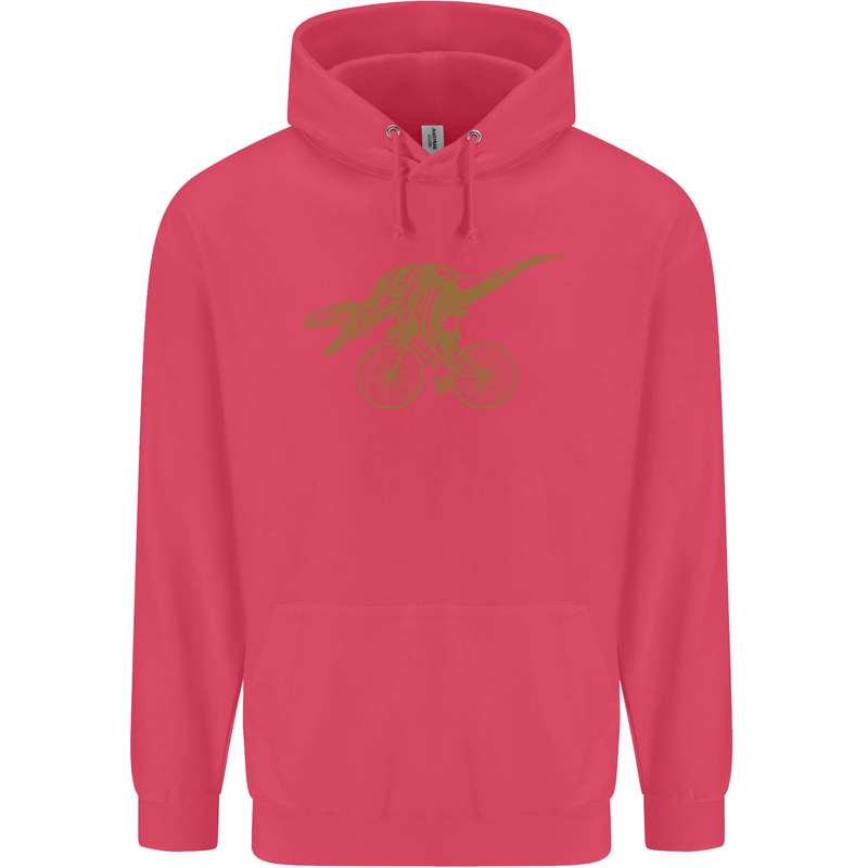 T-Rex Dinosaure Riding a Bicycle Cycling Childrens Kids Hoodie Heliconia
