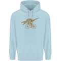 T-Rex Dinosaure Riding a Bicycle Cycling Childrens Kids Hoodie Light Blue