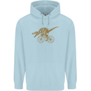 T-Rex Dinosaure Riding a Bicycle Cycling Childrens Kids Hoodie Light Blue