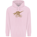T-Rex Dinosaure Riding a Bicycle Cycling Childrens Kids Hoodie Light Pink