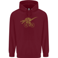 T-Rex Dinosaure Riding a Bicycle Cycling Childrens Kids Hoodie Maroon