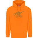 T-Rex Dinosaure Riding a Bicycle Cycling Childrens Kids Hoodie Orange