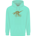 T-Rex Dinosaure Riding a Bicycle Cycling Childrens Kids Hoodie Peppermint