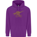 T-Rex Dinosaure Riding a Bicycle Cycling Childrens Kids Hoodie Purple