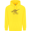 T-Rex Dinosaure Riding a Bicycle Cycling Childrens Kids Hoodie Yellow