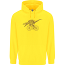 T-Rex Dinosaure Riding a Bicycle Cycling Childrens Kids Hoodie Yellow