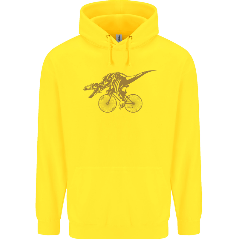T-Rex Dinosaure Riding a Bicycle Cycling Childrens Kids Hoodie Yellow