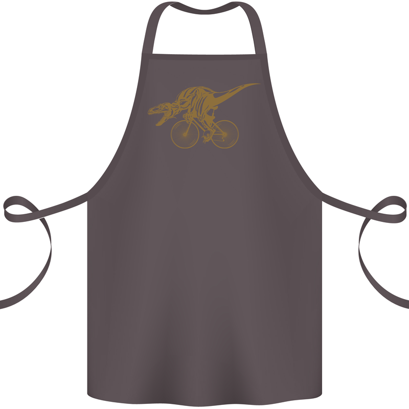 T-Rex Dinosaure Riding a Bicycle Cycling Cotton Apron 100% Organic Dark Grey