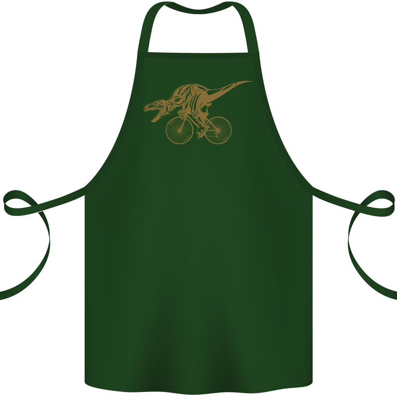 T-Rex Dinosaure Riding a Bicycle Cycling Cotton Apron 100% Organic Forest Green