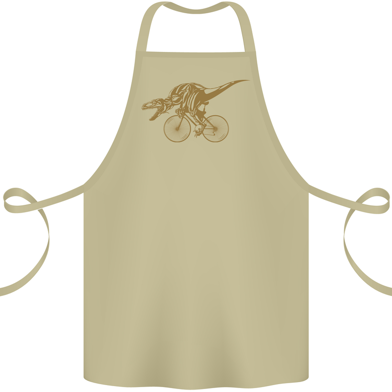 T-Rex Dinosaure Riding a Bicycle Cycling Cotton Apron 100% Organic Khaki