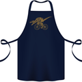 T-Rex Dinosaure Riding a Bicycle Cycling Cotton Apron 100% Organic Navy Blue