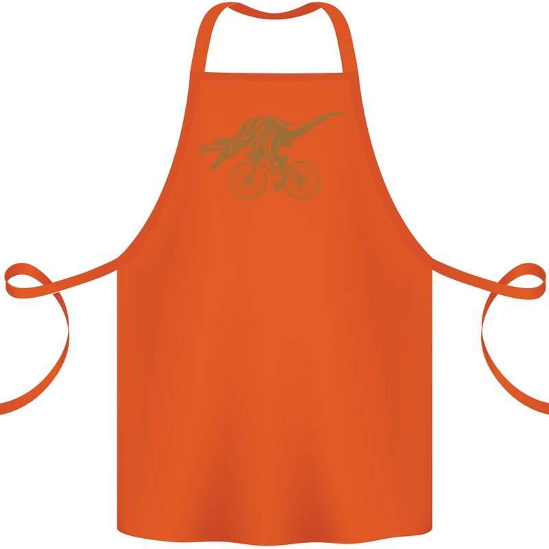 T-Rex Dinosaure Riding a Bicycle Cycling Cotton Apron 100% Organic Orange