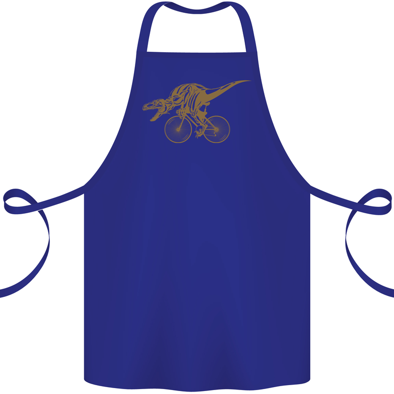 T-Rex Dinosaure Riding a Bicycle Cycling Cotton Apron 100% Organic Royal Blue