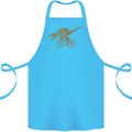 T-Rex Dinosaure Riding a Bicycle Cycling Cotton Apron 100% Organic Turquoise