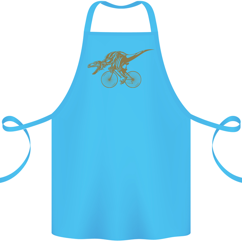 T-Rex Dinosaure Riding a Bicycle Cycling Cotton Apron 100% Organic Turquoise