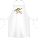 T-Rex Dinosaure Riding a Bicycle Cycling Cotton Apron 100% Organic White