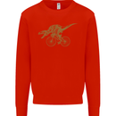 T-Rex Dinosaure Riding a Bicycle Cycling Kids Sweatshirt Jumper Bright Red