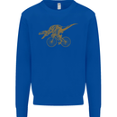 T-Rex Dinosaure Riding a Bicycle Cycling Kids Sweatshirt Jumper Royal Blue