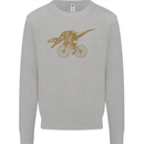 T-Rex Dinosaure Riding a Bicycle Cycling Kids Sweatshirt Jumper Sports Grey