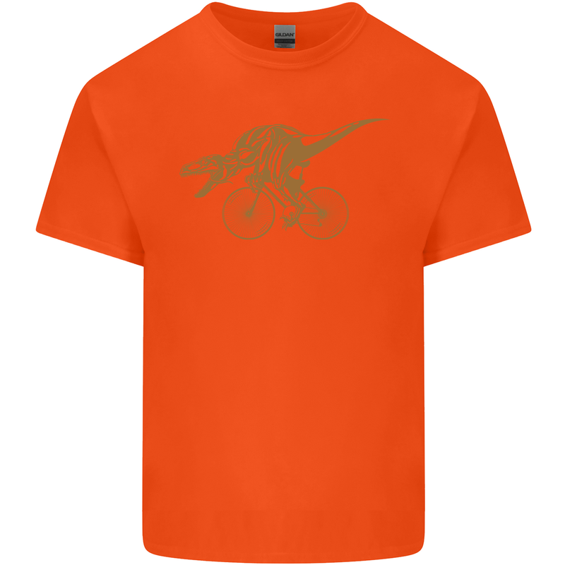 T-Rex Dinosaure Riding a Bicycle Cycling Kids T-Shirt Childrens Orange
