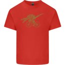 T-Rex Dinosaure Riding a Bicycle Cycling Kids T-Shirt Childrens Red