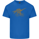 T-Rex Dinosaure Riding a Bicycle Cycling Kids T-Shirt Childrens Royal Blue