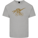 T-Rex Dinosaure Riding a Bicycle Cycling Kids T-Shirt Childrens Sports Grey