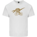 T-Rex Dinosaure Riding a Bicycle Cycling Kids T-Shirt Childrens White